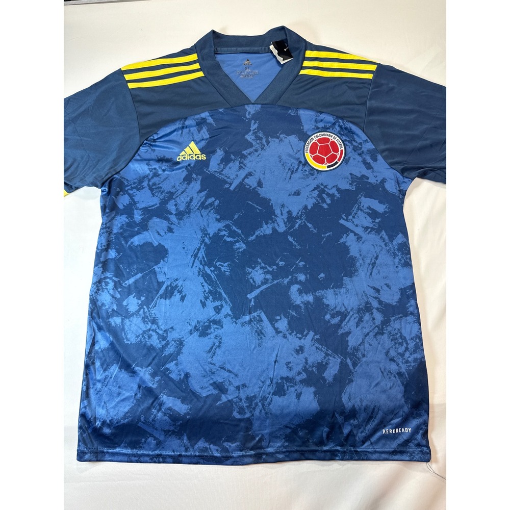 Adidas Colombia National Team Away Jersey Blue Yellow Soccer Shirt Mens XL